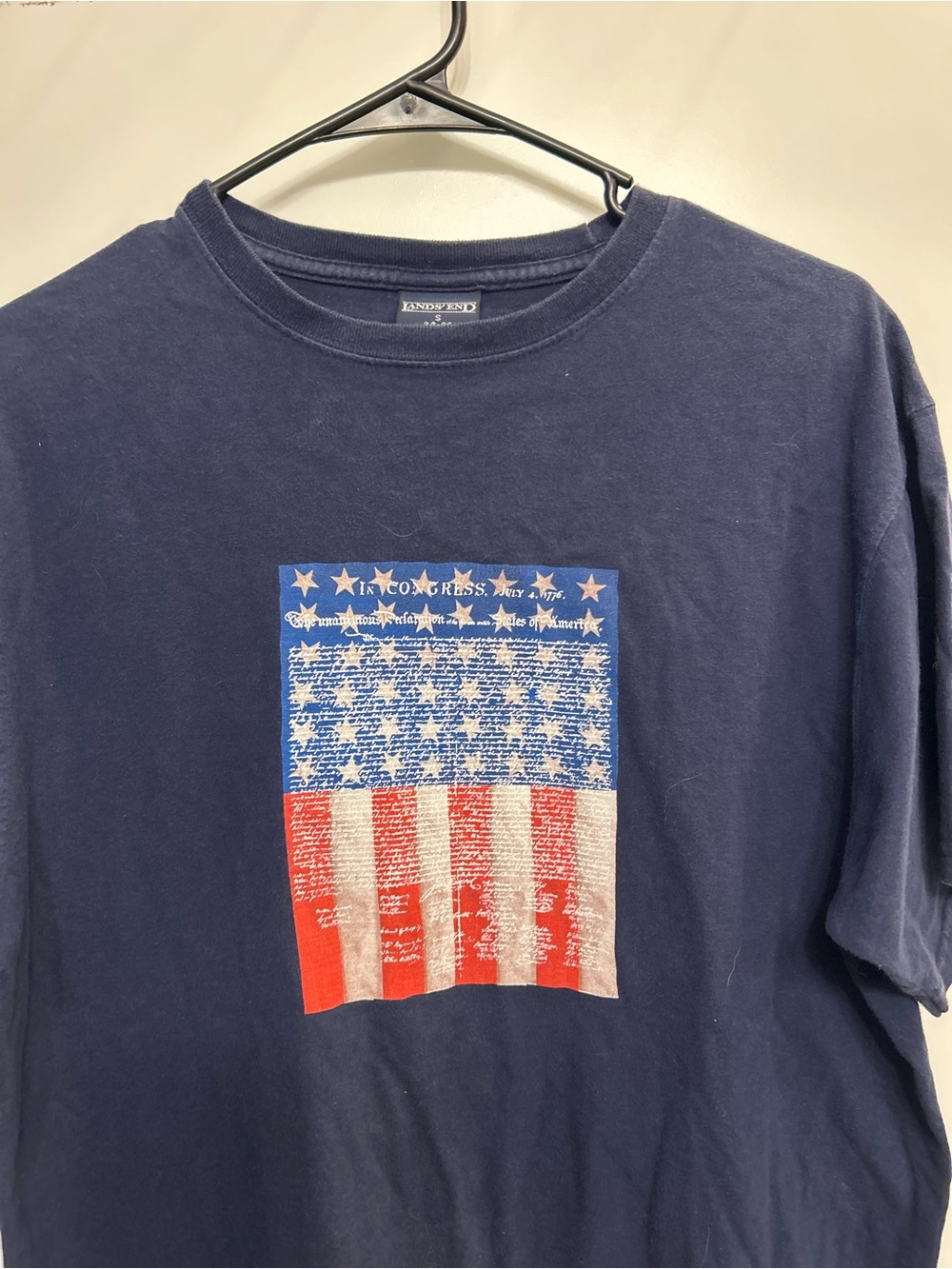 Vintage Land's End Navy Flag Graphic T-Shirt - Picture 3 of 11